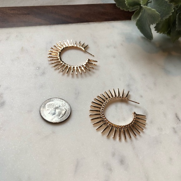 The Ruby - Textured Sunshine Hoop Earrings - Picture 5 of 6